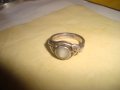 СТАРИНЕН СРЕБЪРЕН ПРЪСТЕН с ИНИЦИАЛИ на МАЙСТОРА "ВД" ВИСОКА ПРОБА СРЕБРО с БЯЛ ИВИЧЕСТ АХАТ 25205, снимка 8