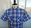 SCHÖFFEL Mens Blue Check Short Sleeve Outdoor Shirt -мъжка памучна риза за туризъм размер L, снимка 2