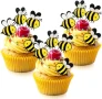 10 бр пчела пчели картонени топери топер за мъфини кексчета хапки тпрта парти, снимка 1