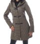 Дамско вълнено палто AVANEW с кожени закопчалки и качулка Radeks, снимка 1
