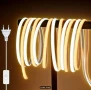 Водоустойчива IP65 LED лента с кабел и ключ директно към 220V - 10 м., снимка 1