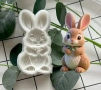 Заек Зайче вирнати уши изпрвено силиконов молд форма фондан шоколад декор, снимка 1
