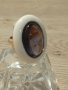 Сребърен пръстен с лилав камък, емайл и позлата, снимка 3