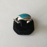 Комплект с тюркоаз - обеци, пръстен, медальон. Сребро проба 925 , снимка 3 - Обеци - 37988247