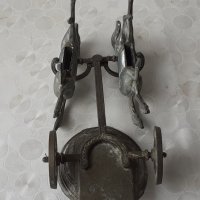 Колесница с 2 коня, кон, стара фигура статуетка пластика украса, снимка 9 - Статуетки - 40728824