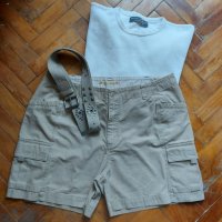 Мъжки брандови дънкови бермуди в комплект "Organic cotton"® с колан и тениска , снимка 1 - Къси панталони - 33562890