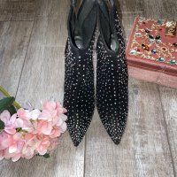 Дамски елегантни официални боти Shoe Aquarium с камъни блестящи , снимка 4 - Дамски елегантни обувки - 39070890