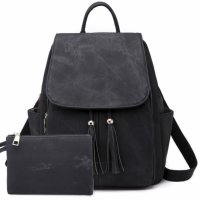 Дамска чанта - раница +висящо портмоне Black, снимка 1 - Раници - 32617334