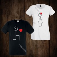 Тениски с щампа за Свети Валентин мъжка тениска + дамска тениска , снимка 1 - Тениски - 27735663