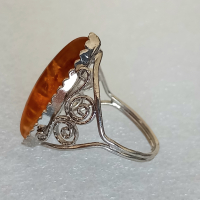 Дамски пръстен с кехлибар , снимка 7 - Пръстени - 44845765