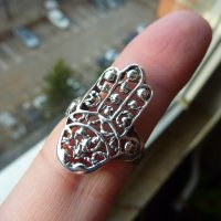 Нов сребърен пръстен ръка, халка 1.7, снимка 1 - Пръстени - 43854862
