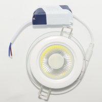 LED COB панел за вграждане - кръг, 6W бяла светлина с LED драйвер