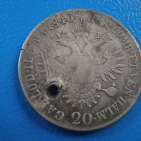 Сребърна монета 20 кройцера 1840 , снимка 2 - Нумизматика и бонистика - 42946323