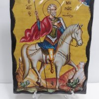 Голяма икона на Свети Мина - Закрилник на Семейството - ръчна изработка