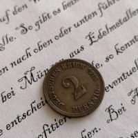Райх монета - Германия - 2 пфенига | 1915г.; серия A, снимка 1 - Нумизматика и бонистика - 37701435