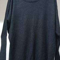 черна кашмирена блузка с камъни, снимка 1 - Блузи с дълъг ръкав и пуловери - 43686768