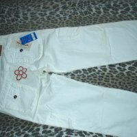 100% памучни бели вталени панталони тип 3/4 с много практични джобове, снимка 1 - Панталони - 33016753