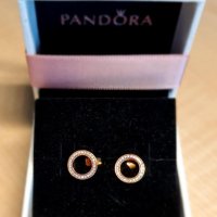 Обеци Пандора в златно Sparkling Circle Stud Earrings, снимка 3 - Гривни - 36326175