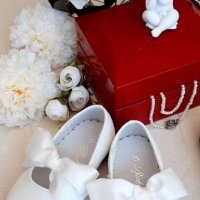 №19-№26, Бели официални обувки за момиче - Балеринки с бяла панделка BUBBLE KIDS, снимка 1 - Бебешки обувки - 36952654