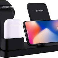 3 в 1 стойка за безжично зареждане на iPhone, Apple Watch, Airpods, 10W Qi бързо зареждане Dock Pad , снимка 2 - Аксесоари за Apple - 40531823