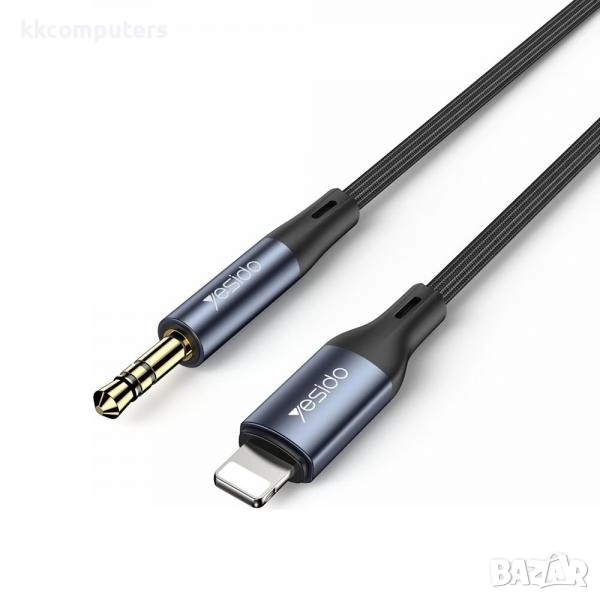 Аудио кабел YESIDO YAU35 AUX 3.5мм - Lightning(iPhone) / 1m / (Черен) Баркод : 2404188, снимка 1
