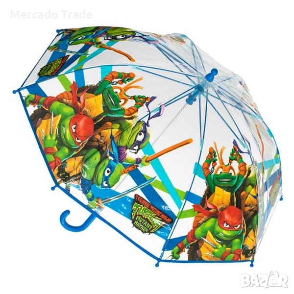 Автоматичен чадър за деца Mercado Trade, Костенурките нинджа, Зелен, снимка 1