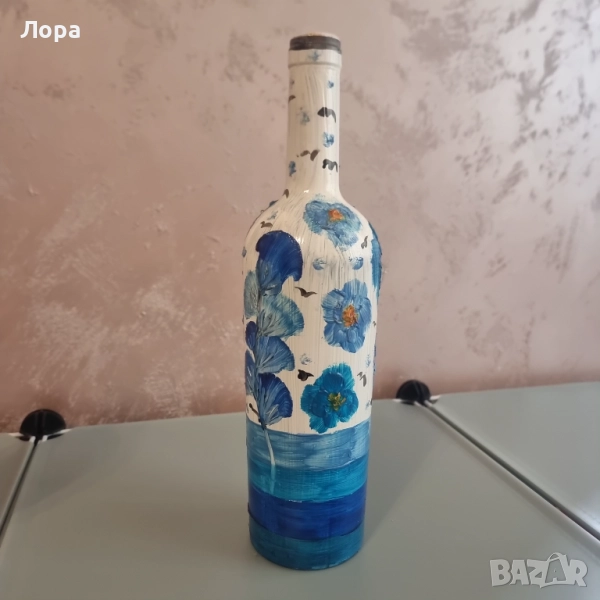 Ръчно рисувана бутилка с маслени бои, снимка 1
