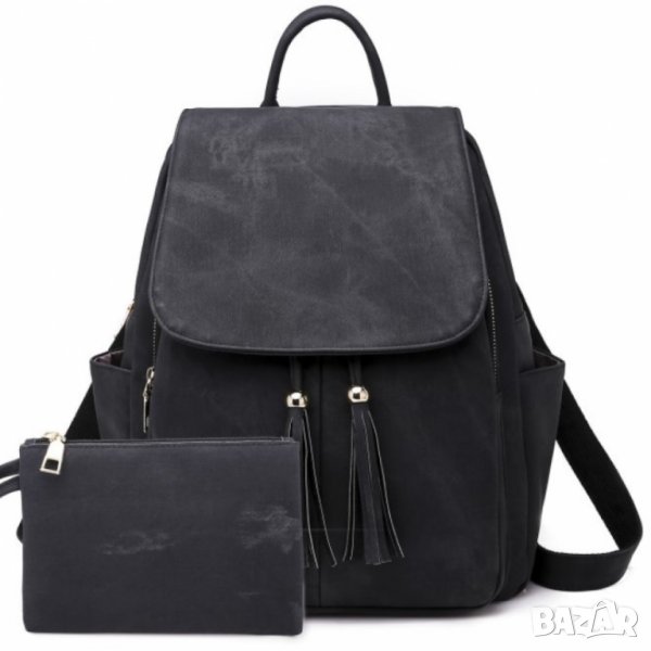 Дамска чанта - раница +висящо портмоне Black, снимка 1