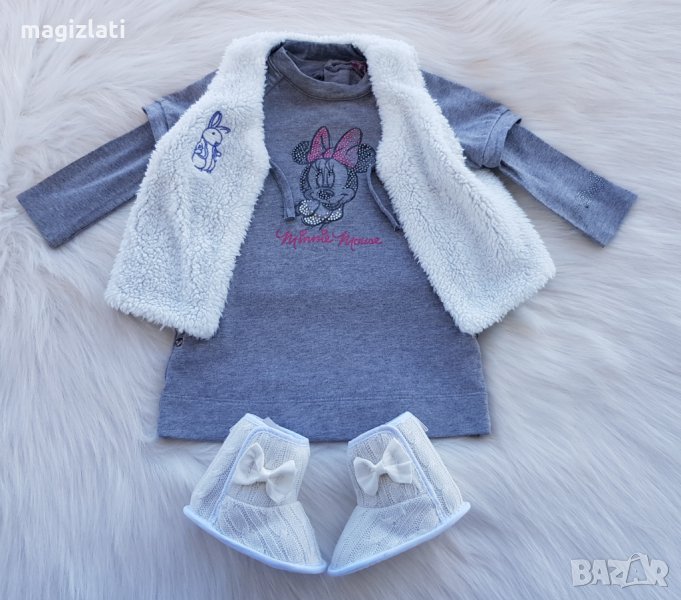 Рокля Мини Маус за бебе 3-6 месеца елек и буйки, снимка 1