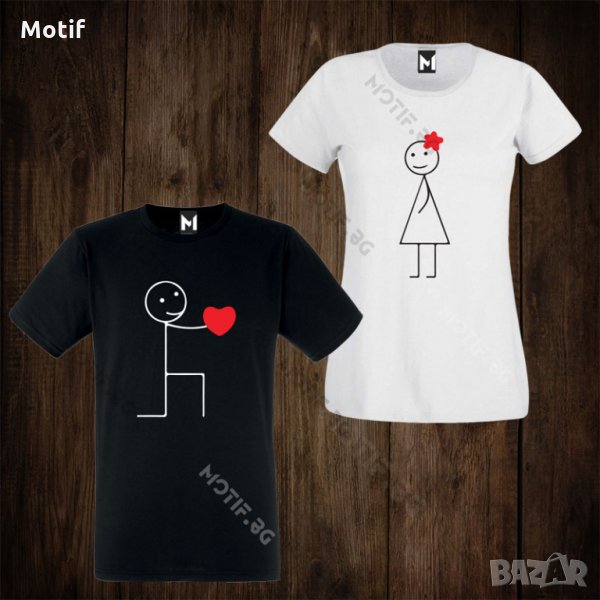 Тениски с щампа за Свети Валентин мъжка тениска + дамска тениска , снимка 1