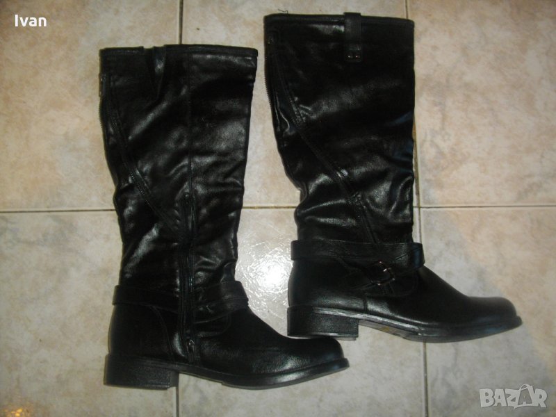 №40-Дамски Екокожа-Високи 43 см-Ботуши-Есен-Зима-Почти Нови-Отлични, снимка 1