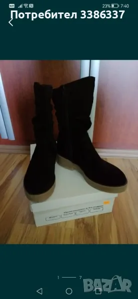 Ботуши от естествен черен набук , снимка 1