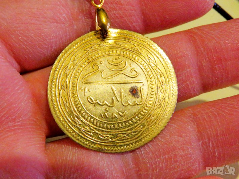 Старинна османска муска 1, турски амулет с тугра, тура 3,5 см - османска монограма, накит, амулет , снимка 1
