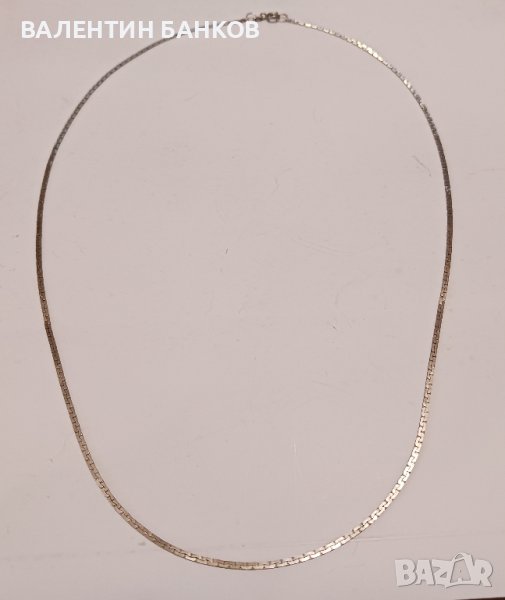 Сребърен синджир плоска плетка с родиево покритие, снимка 1