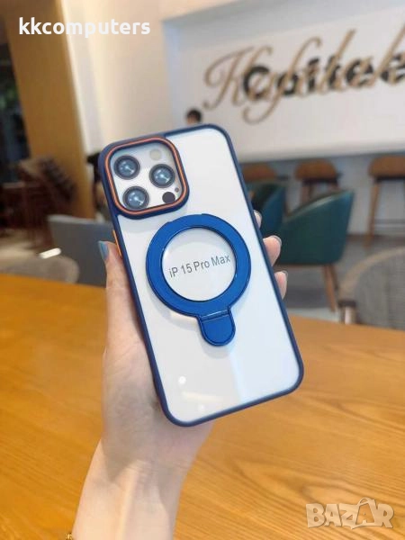 Калъф силикон MagStand Cover Прозрачен / Тъмносиня рамка / за iPhone 17 6.3 Баркод : 3132536, снимка 1