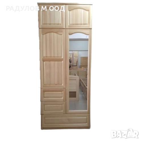 Гардероб двукрилен масив 90 см комбиниран с надстройка 90*220 см / 30357, снимка 1