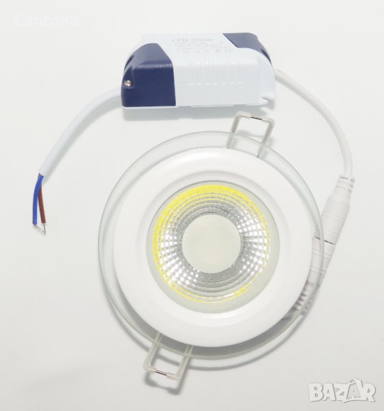 LED COB луничка за вграждане - кръг, 6W бяла светлина с LED драйвер, снимка 1