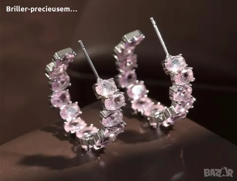 Халки с розови камъчета , снимка 1