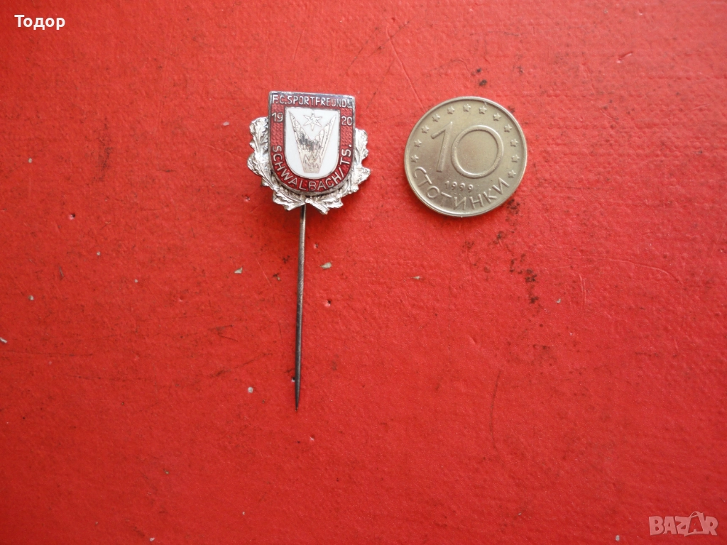 Футболна значка знак бронз емайл , снимка 1
