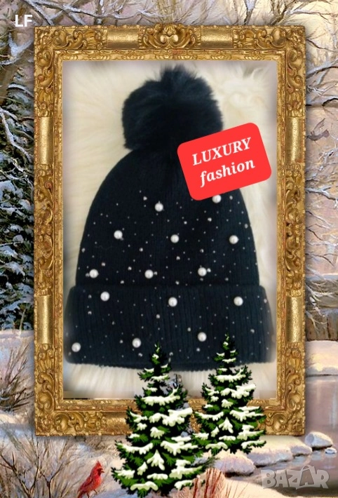 Дамска шапка с перли и кристали, снимка 1