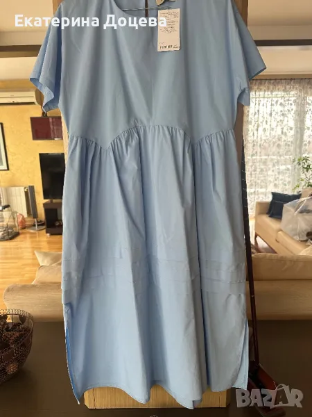 Синя памучна рокля, снимка 1