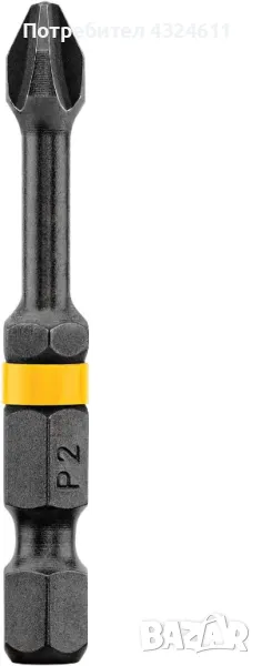 Магнитен накрайник за битове DeWalt DWA2PH2IRB, винтоверти и ударни машини, Phillips #2 IMPACT, 50бр, снимка 1
