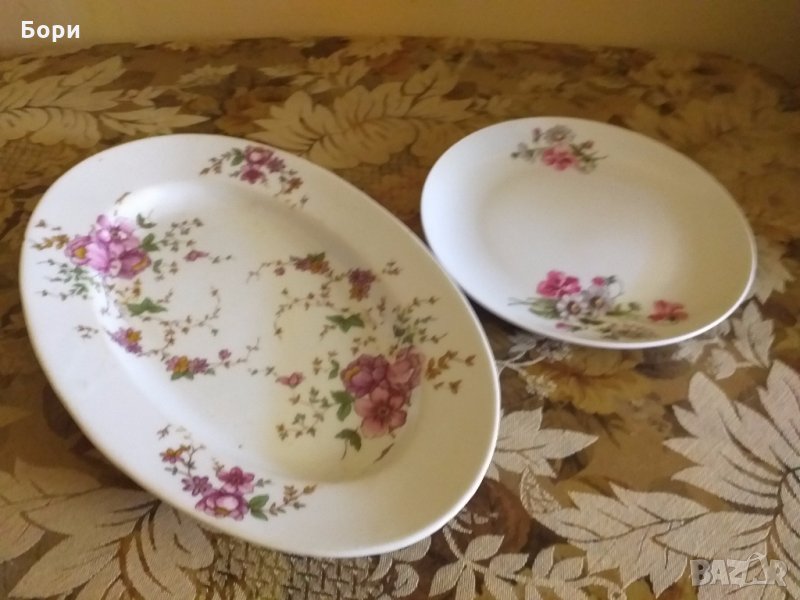 Порцеланово  плато цветя и чиния, снимка 1