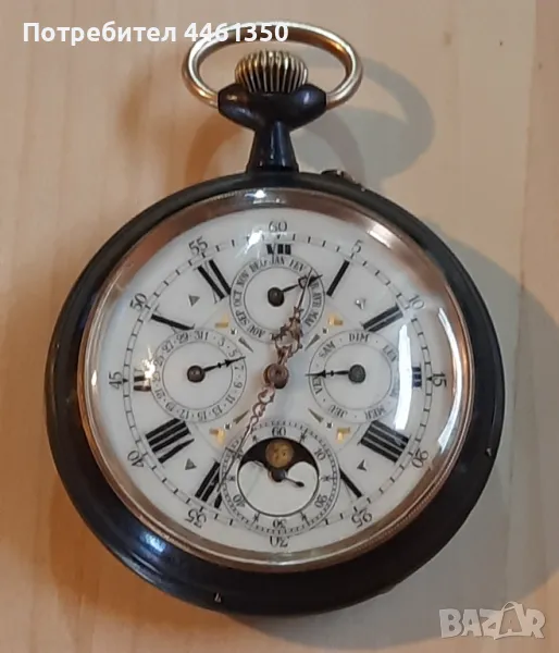 Старинен Швейцарски джобен часовник Лунна фаза- Голиат, снимка 1