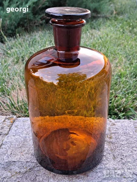 Ретро аптечен буркан 2 литра кафяво стъкло , снимка 1