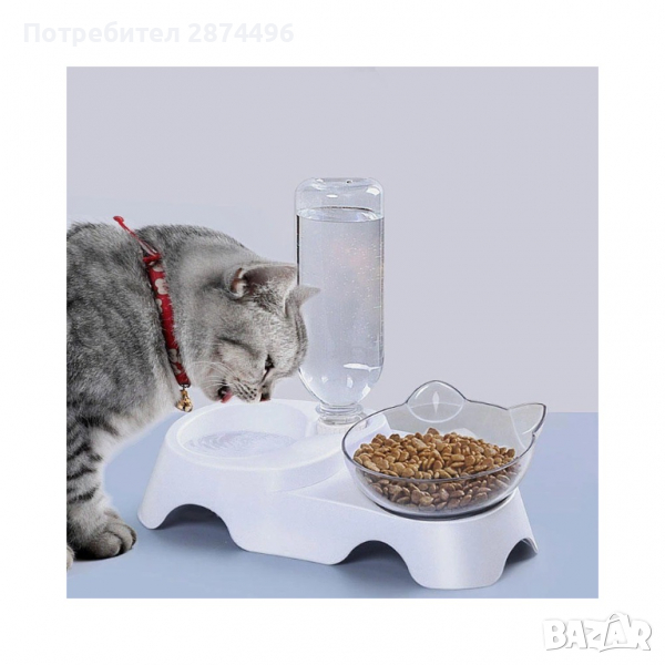 2744 Дозираща купичка за вода и купичка за храна за котки, снимка 1
