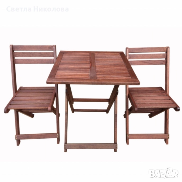 Градински комплект Kreta Muhler Meranti - 3 части, дърво, снимка 1