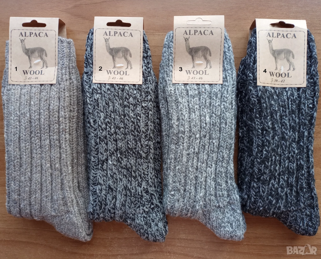 Мъжки Дебели Зимни Вълнени Чорапи - 100% Вълна от Алпака, снимка 1