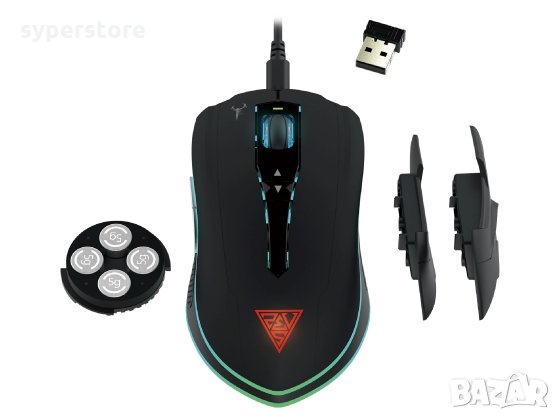 Мишка Геймърска Безжична и USB Gamdias Hades M1 Черна, 10800DPI 7Btns RGB Gaming mouse, снимка 1