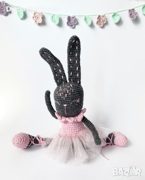 Зайче балерина, детска играчка ръчна изработка, плетени играчки, подарък за дете, снимка 1